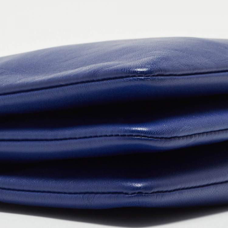 Pre Owned Celine Navy Blue Leather Trio Crossbody Bag
