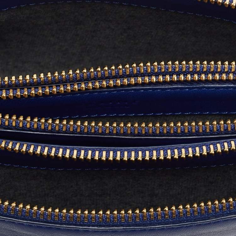 Pre Owned Celine Navy Blue Leather Trio Crossbody Bag
