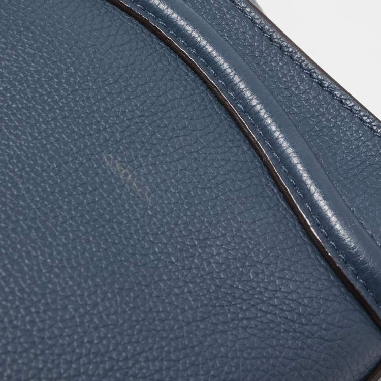 Pre Owned Celine Teal Blue Leather Micro Luggage Tote