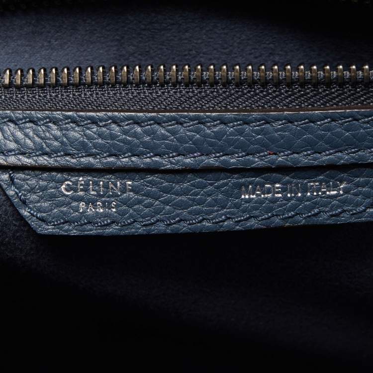Pre Owned Celine Teal Blue Leather Micro Luggage Tote