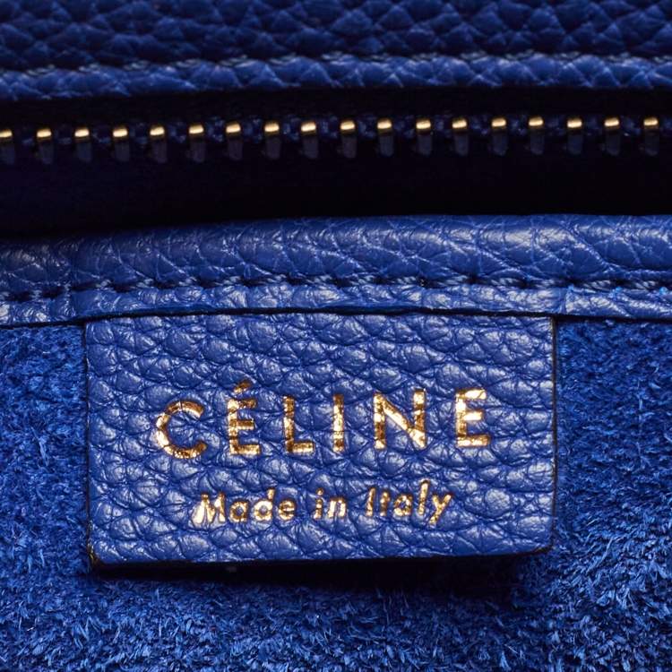 Pre Owned Celine Blue Grain Leather Nano Luggage Tote