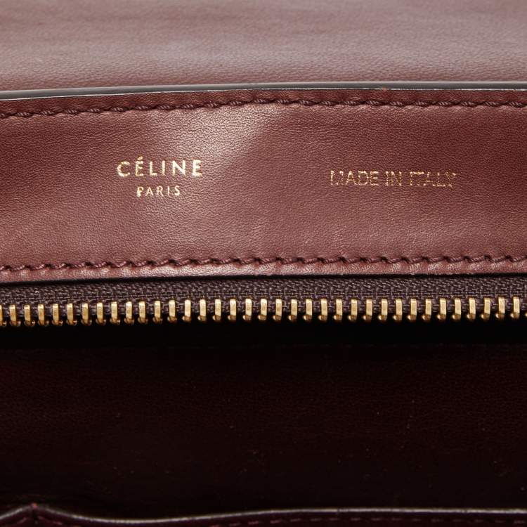 Pre Owned Celine Dark Red Leather and Suede Medium Trapeze Top Handle Bag