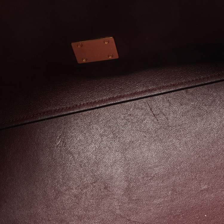 Pre Owned Celine Dark Red Leather and Suede Medium Trapeze Top Handle Bag