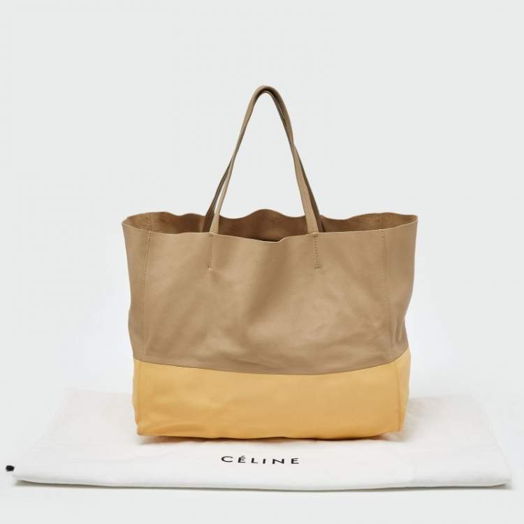 Pre Owned Celine Beige/Yellow Leather Vertical Cabas Tote