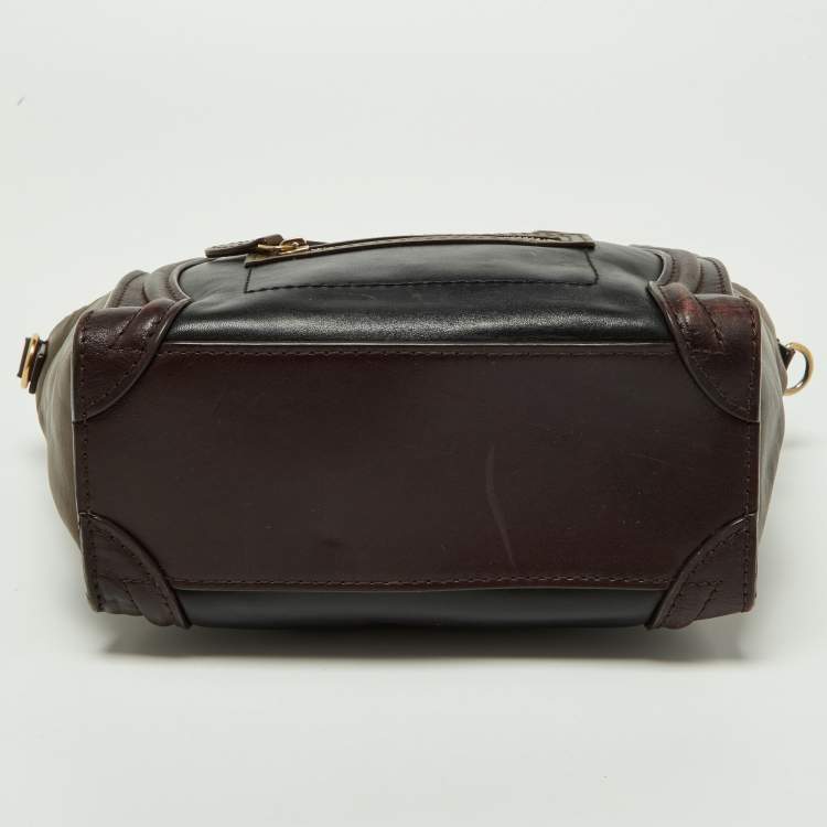 Pre Owned Celine Tri Color Leather Nano Luggage Tote