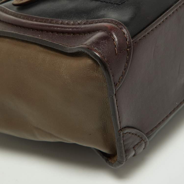 Pre Owned Celine Tri Color Leather Nano Luggage Tote