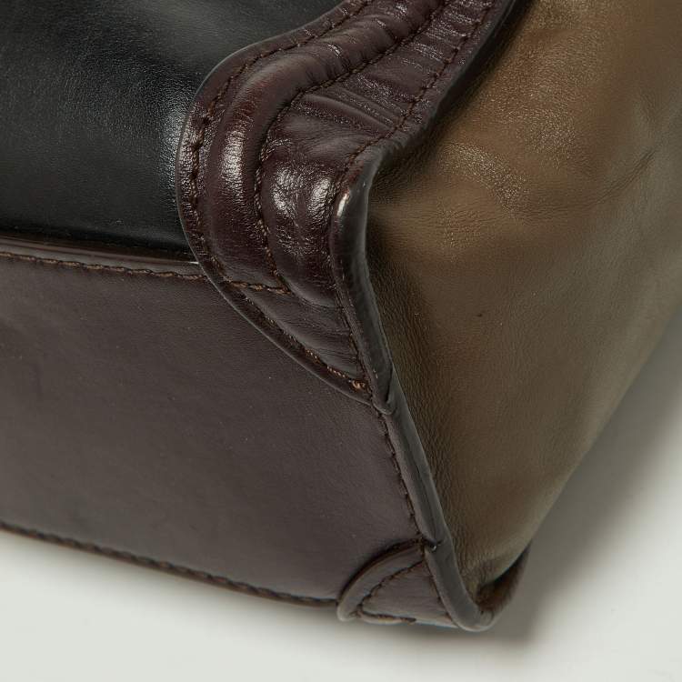 Pre Owned Celine Tri Color Leather Nano Luggage Tote