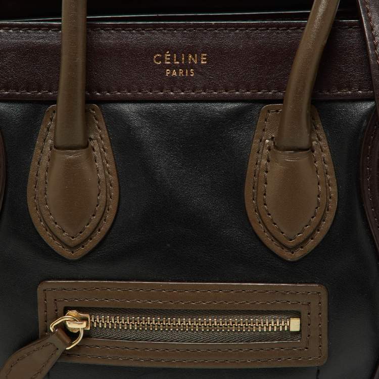 Pre Owned Celine Tri Color Leather Nano Luggage Tote