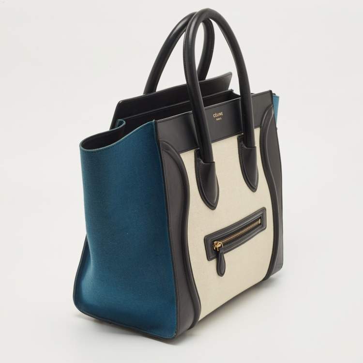 Pre Owned Celine Tricolor Canvas and Leather Mini Luggage Tote