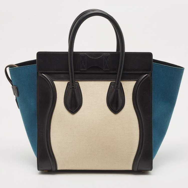 Pre Owned Celine Tricolor Canvas and Leather Mini Luggage Tote