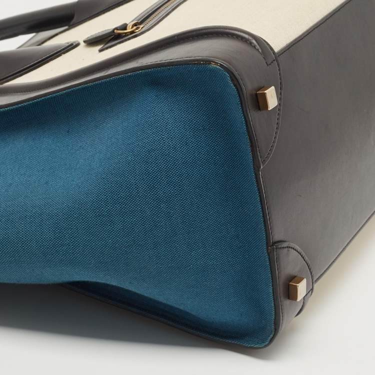 Pre Owned Celine Tricolor Canvas and Leather Mini Luggage Tote