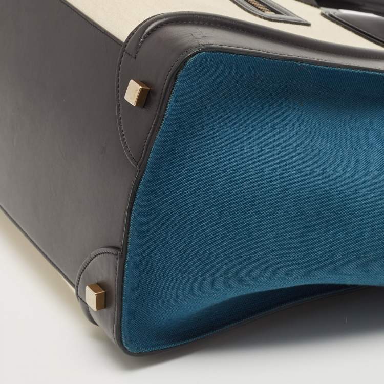 Pre Owned Celine Tricolor Canvas and Leather Mini Luggage Tote