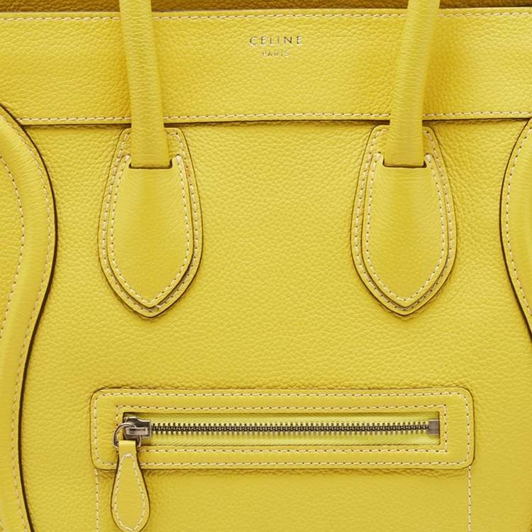 Pre Owned Celine Yellow Leather Mini Luggage Tote