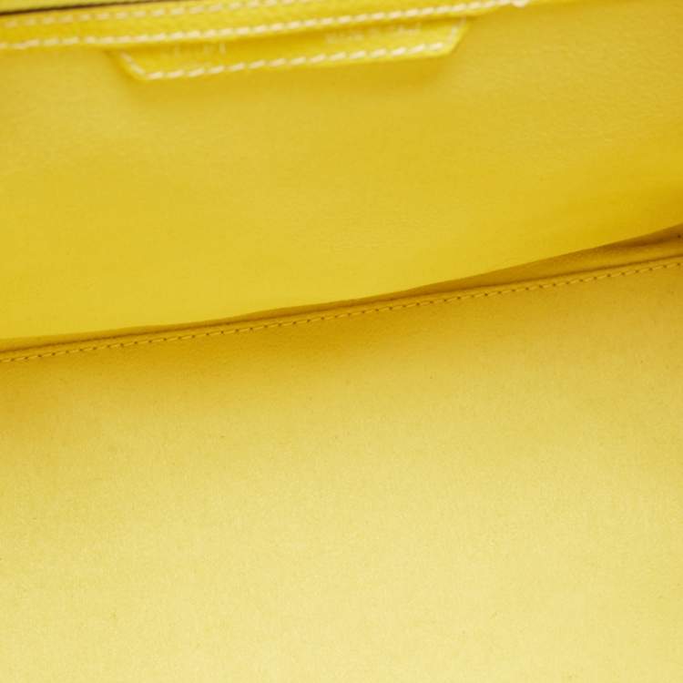 Pre Owned Celine Yellow Leather Mini Luggage Tote