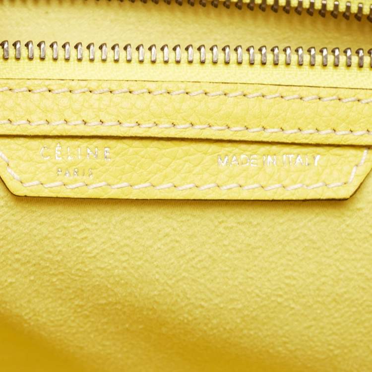 Pre Owned Celine Yellow Leather Mini Luggage Tote