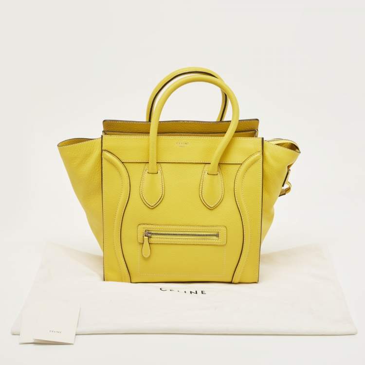 Pre Owned Celine Yellow Leather Mini Luggage Tote