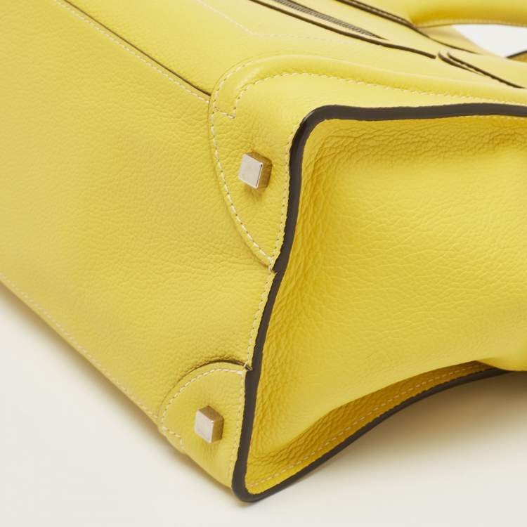 Pre Owned Celine Yellow Leather Mini Luggage Tote