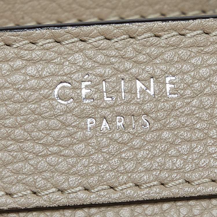 Pre Owned Celine Khaki Beige Leather Nano Luggage Tote