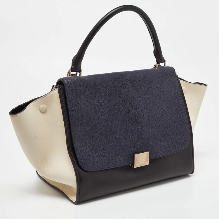 Pre Owned Celine Tri Color Leather Medium Trapeze Bag