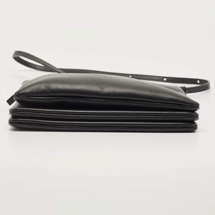 Pre Owned Celine Black Leather Small Trio Crossbody Bag
