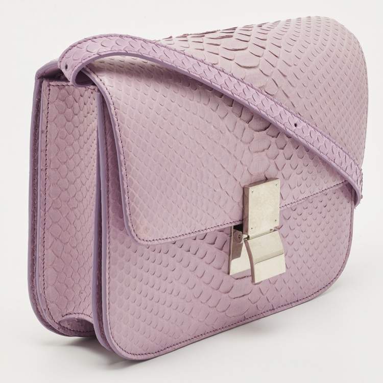 Pre Owned Celine Lilac Python Medium Classic Box Bag