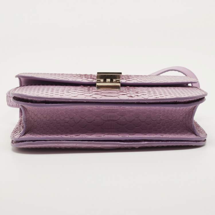 Pre Owned Celine Lilac Python Medium Classic Box Bag