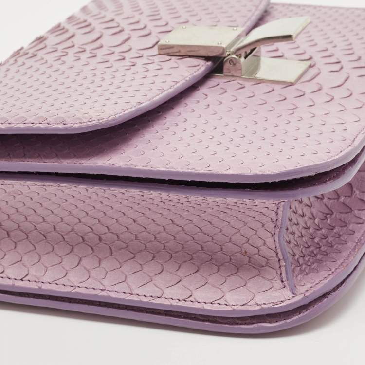 Pre Owned Celine Lilac Python Medium Classic Box Bag