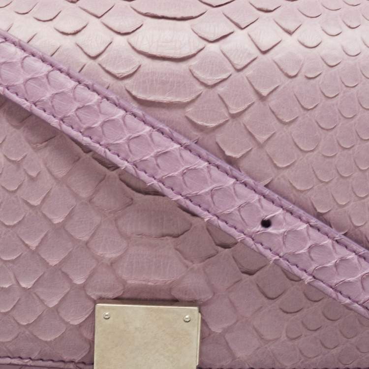 Pre Owned Celine Lilac Python Medium Classic Box Bag