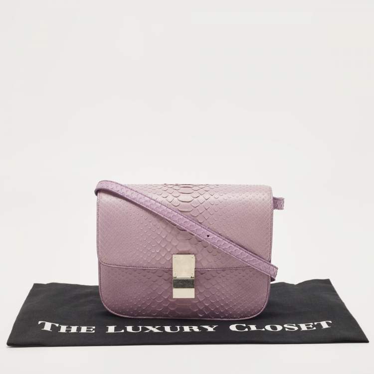 Pre Owned Celine Lilac Python Medium Classic Box Bag