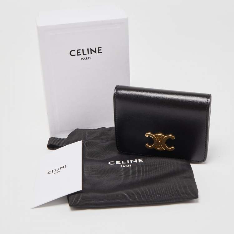 Pre Owned Celine Black Leather Triomphe Card Case