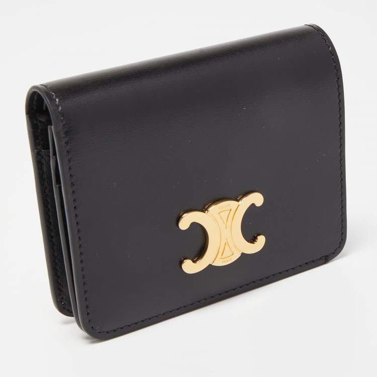 Pre Owned Celine Black Leather Triomphe Card Case