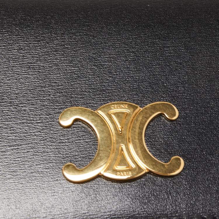Pre Owned Celine Black Leather Triomphe Card Case
