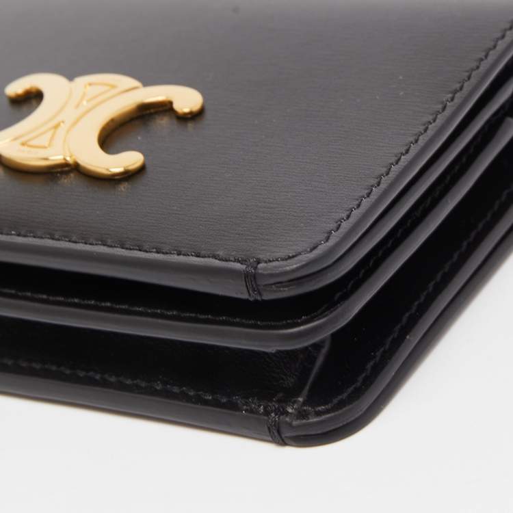 Pre Owned Celine Black Leather Triomphe Card Case