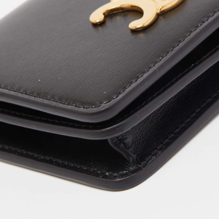 Pre Owned Celine Black Leather Triomphe Card Case