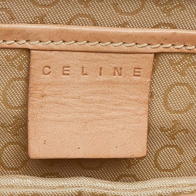 Pre Owned Celine Beige/Tan Macadam Suede and Leather Vintage Flap Bag