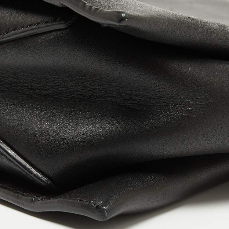 Pre Owned Celine Black Leather Trifold Chain Clutch