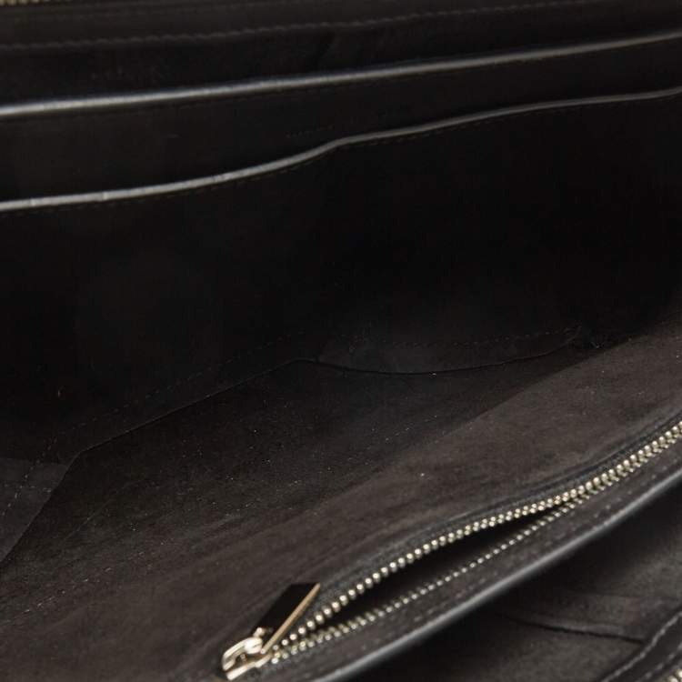 Pre Owned Celine Black Leather Trifold Chain Clutch