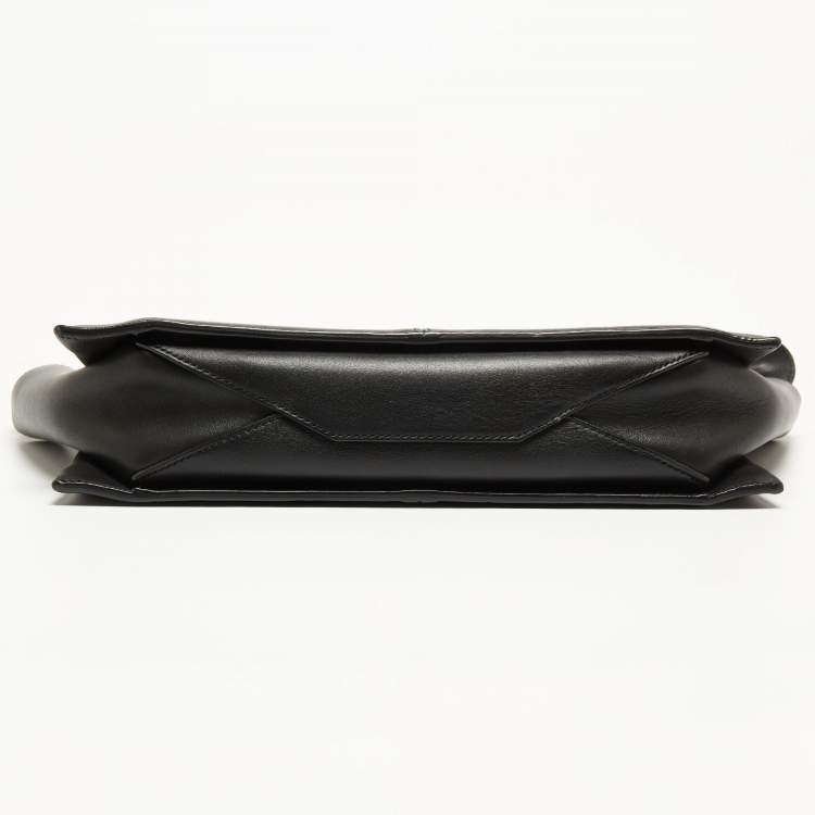 Pre Owned Celine Black Leather Trifold Chain Clutch
