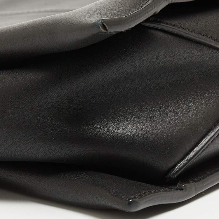 Pre Owned Celine Black Leather Trifold Chain Clutch