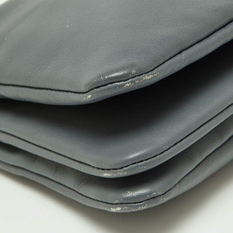 Pre Owned Celine Grey Leather Small Trio Crossbody Bag 