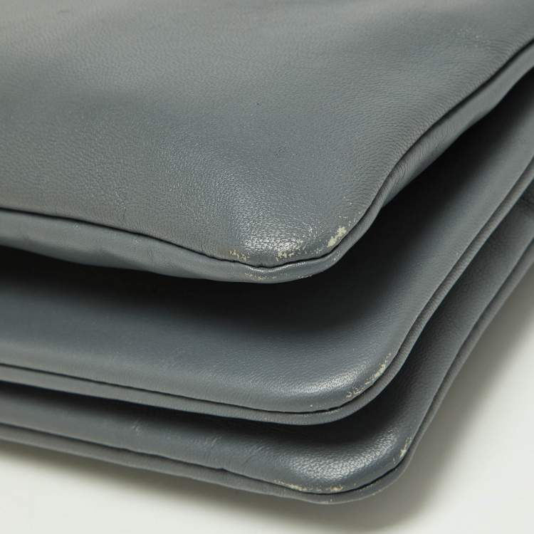 Pre Owned Celine Grey Leather Small Trio Crossbody Bag 