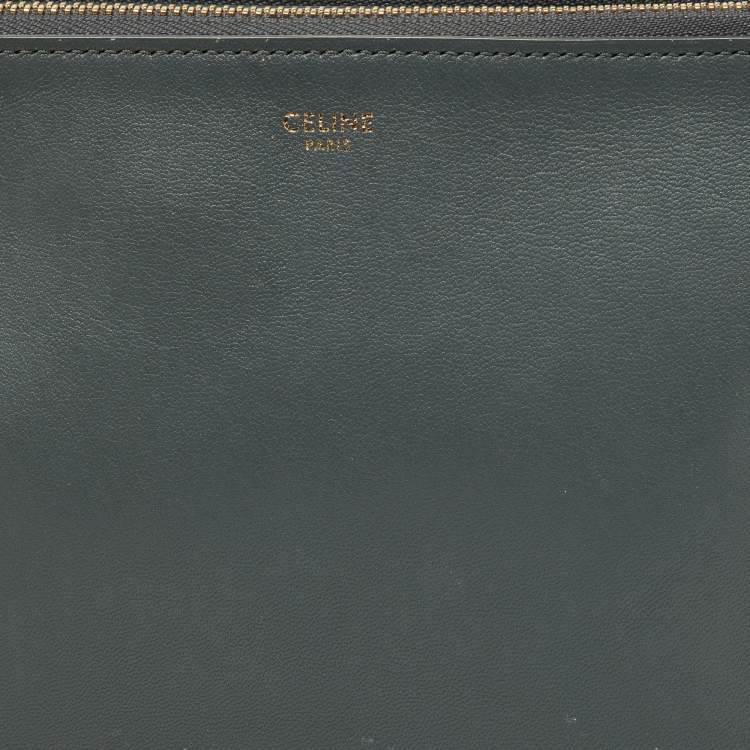 Pre Owned Celine Grey Leather Small Trio Crossbody Bag 