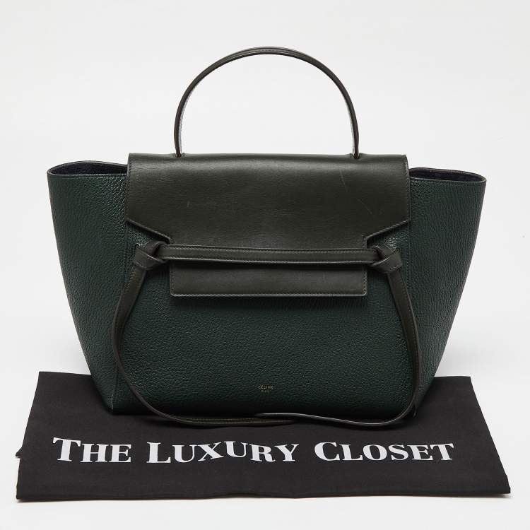 Pre Owned Celine Green Leather Mini Belt Top Handle Bag
