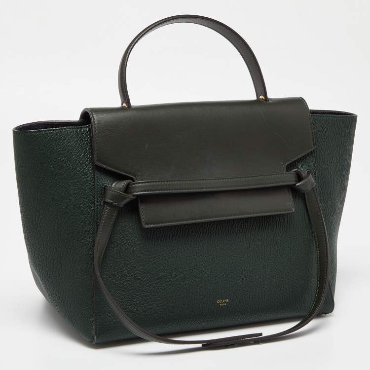 Pre Owned Celine Green Leather Mini Belt Top Handle Bag