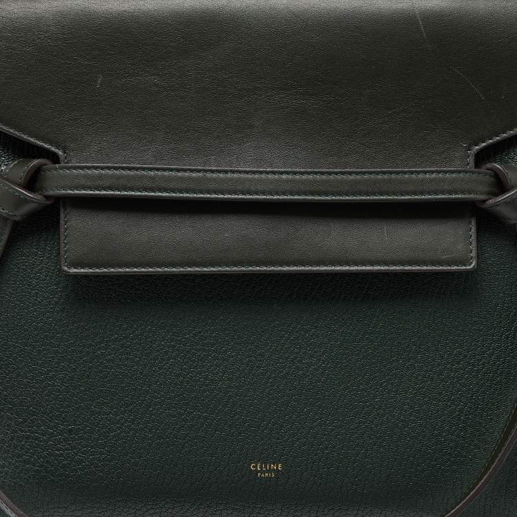 Pre Owned Celine Green Leather Mini Belt Top Handle Bag