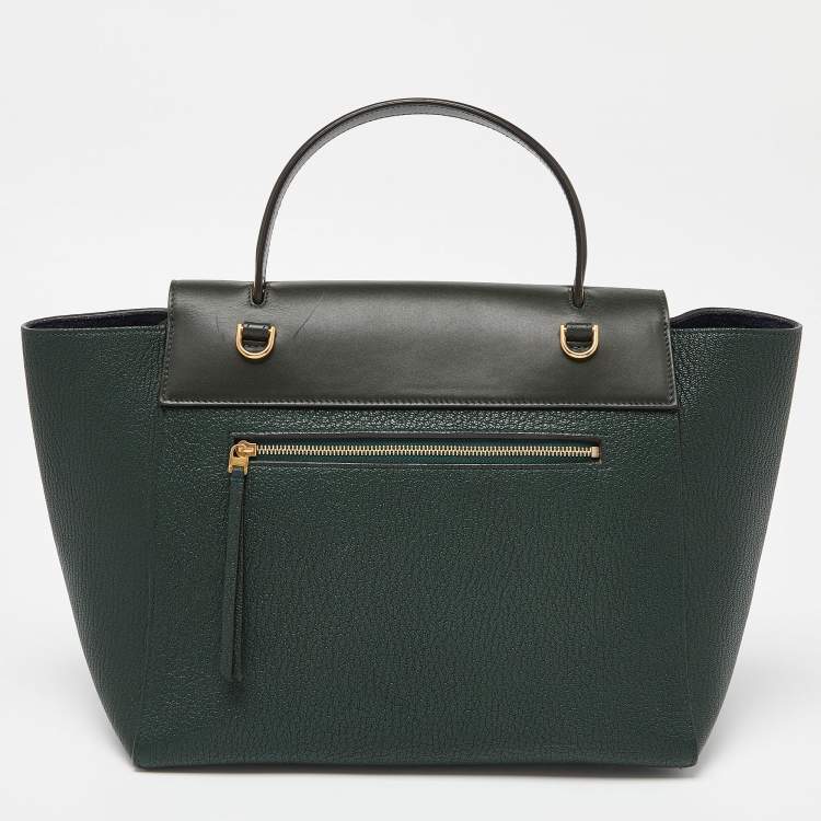 Pre Owned Celine Green Leather Mini Belt Top Handle Bag
