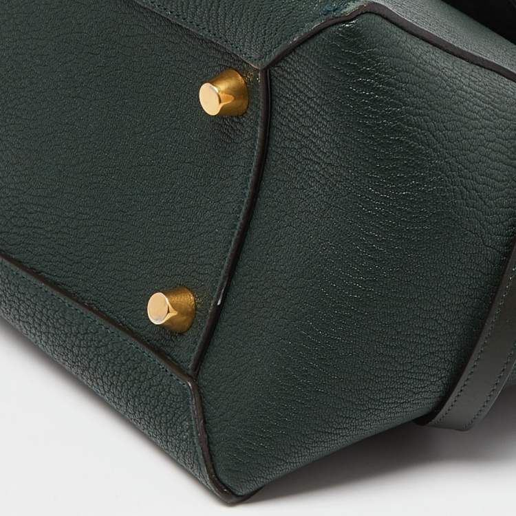 Pre Owned Celine Green Leather Mini Belt Top Handle Bag