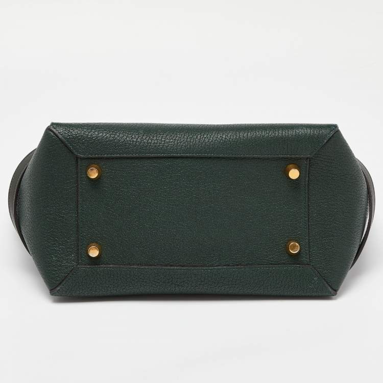 Pre Owned Celine Green Leather Mini Belt Top Handle Bag