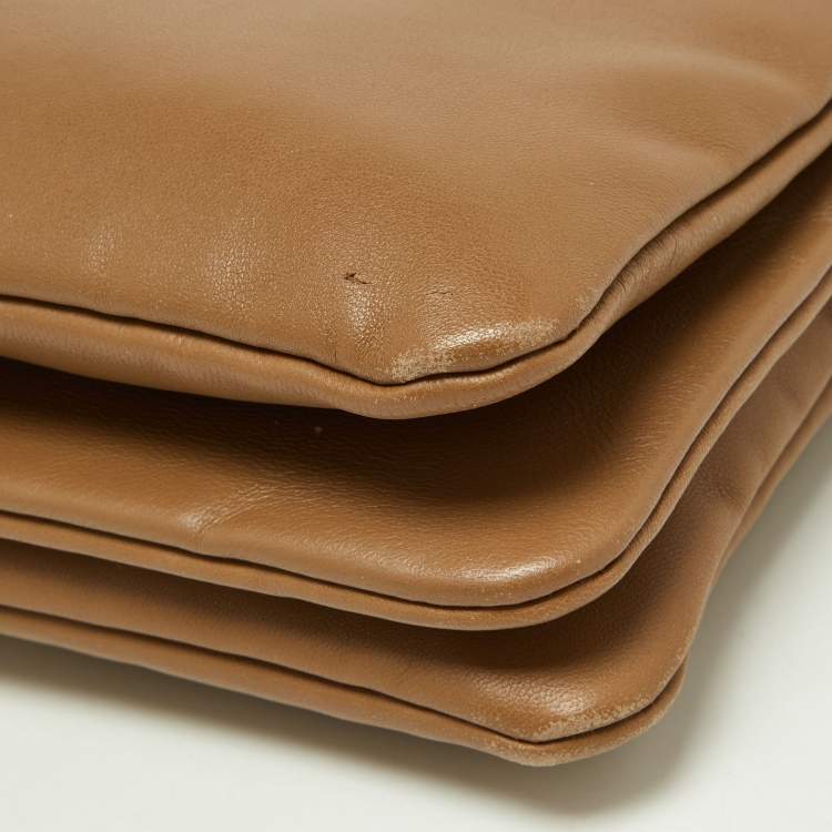 Pre Owned Celine Beige Leather Small Trio Crossbody Bag 