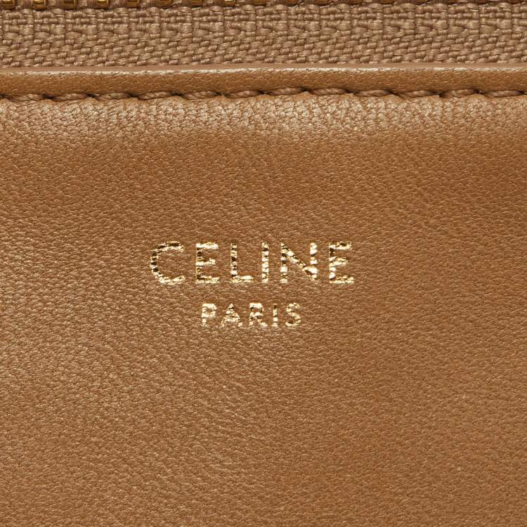 Pre Owned Celine Beige Leather Small Trio Crossbody Bag 